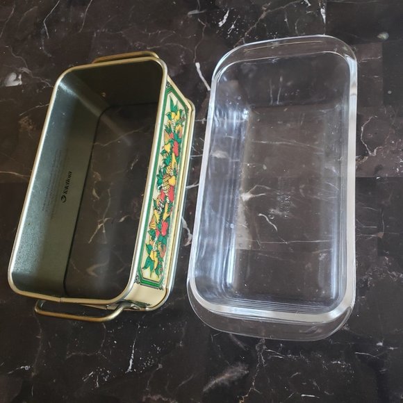 Pyrex telafori set loaf Casserole #218 dish & metal  carry w handles - Picture 4 of 11